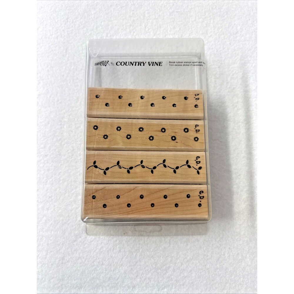 STAMPIN UP COUNTRY VINE BORDERS 4 RUBBER STAMPS FLOWERS TINY